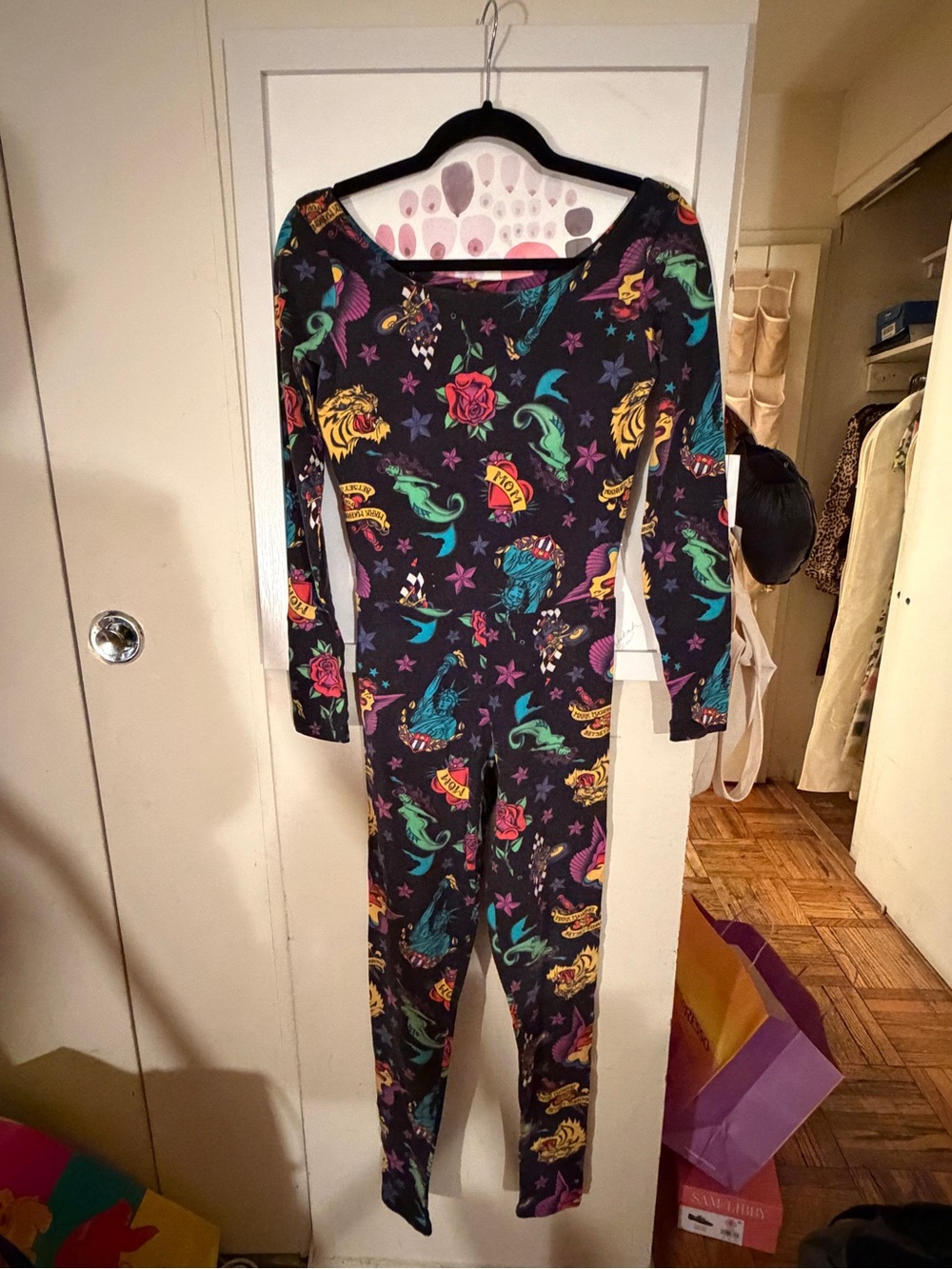 Betsy Johnson x Mark Mahoney vintage Y2K tattoo catsuit